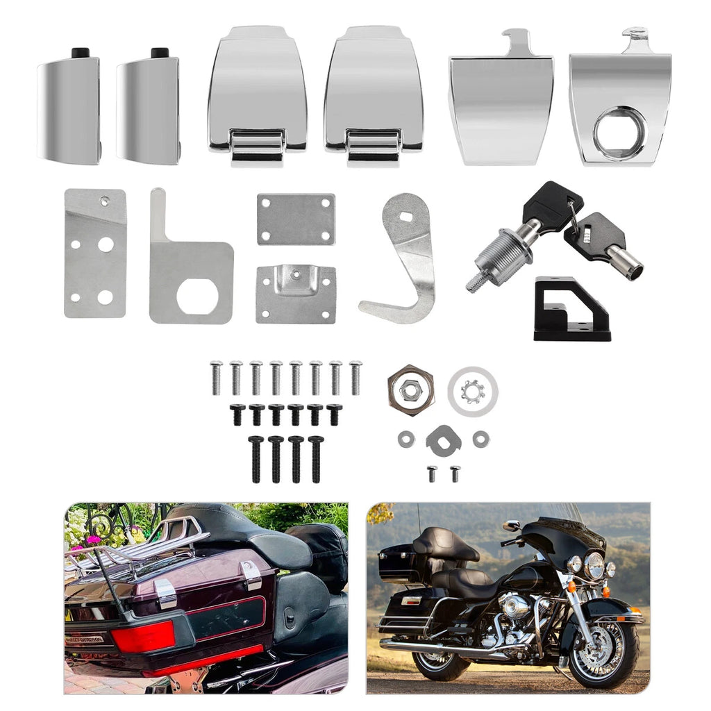Chrome Hardware Latches Hinges Lock for Harley King Tour Pack (2006–2013)