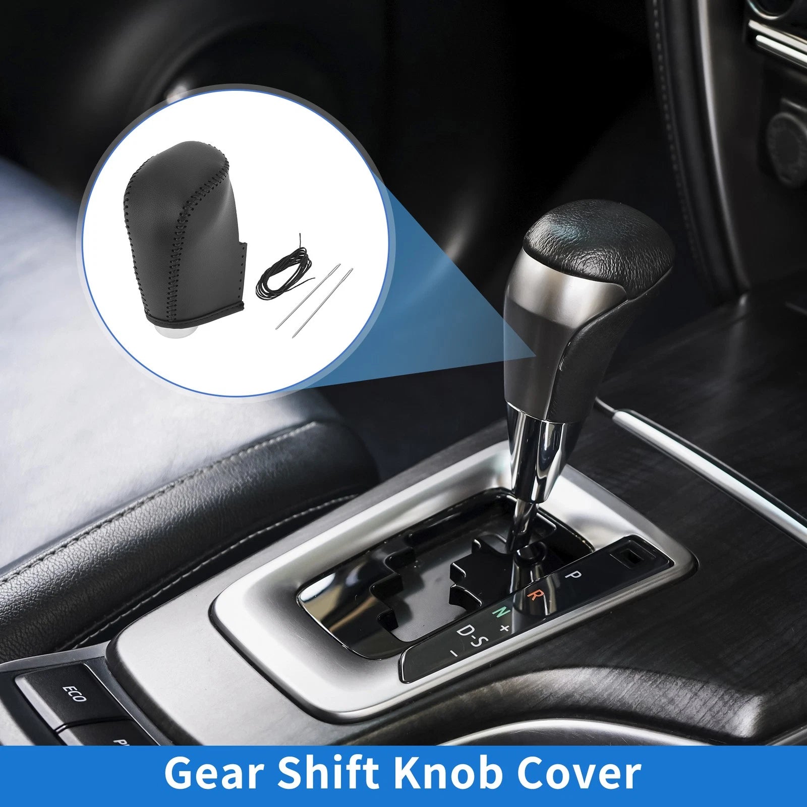 1 Pc Gear Shift Knob Cover for Nissan Altima (2019–2024) Black Faux Leather