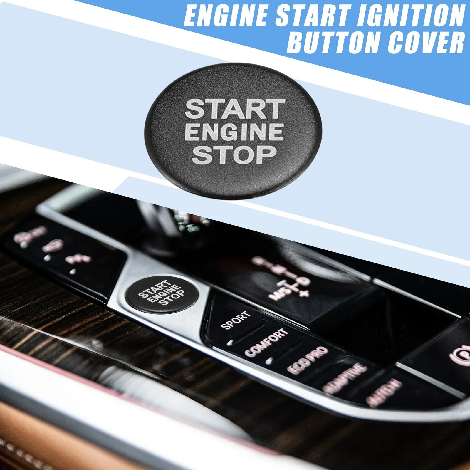 Start Stop Ignition Button Cover Decal for BMW 320i 330i G20 Black (2020-2022)