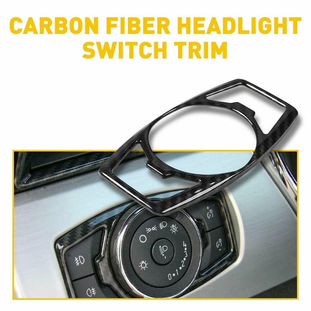 Carbon Fiber Head Light Switch Button Cover for Ford F150 Mustang (2015)