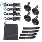 Set of 4 Heavy Duty Ratchet Straps with S Hook for Tie Downs (1.6" x 8')