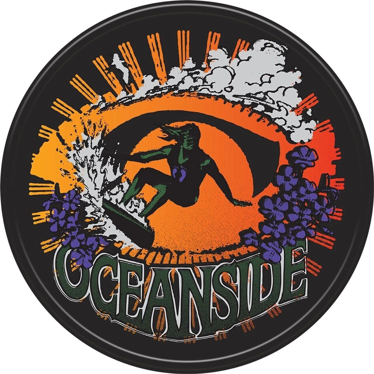Oceanside Round Aluminum Sign for Surfing (Made in USA) #2622