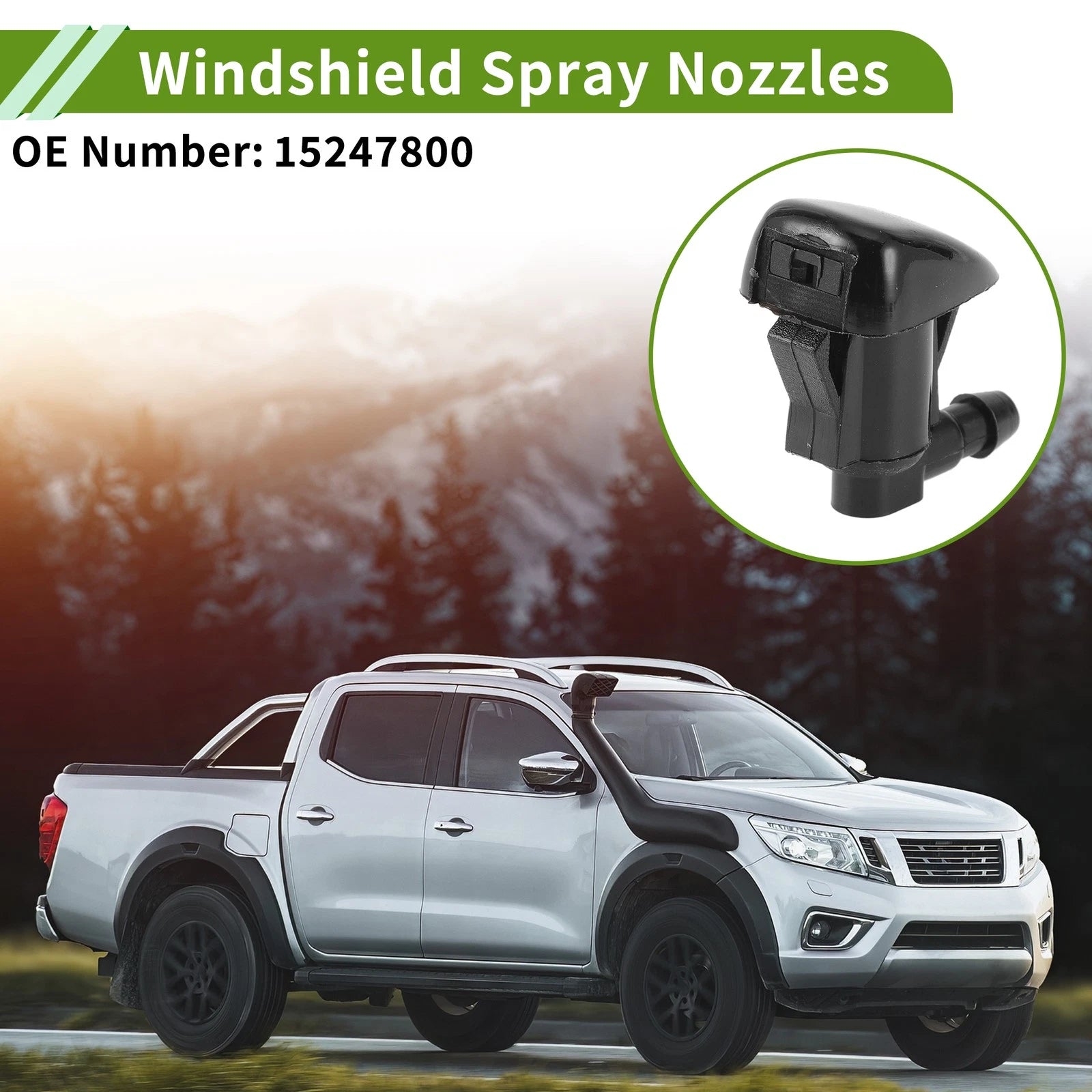 Set of 1 Windshield Washer Nozzle w/ Hose Connector for GMC (No.15247800)