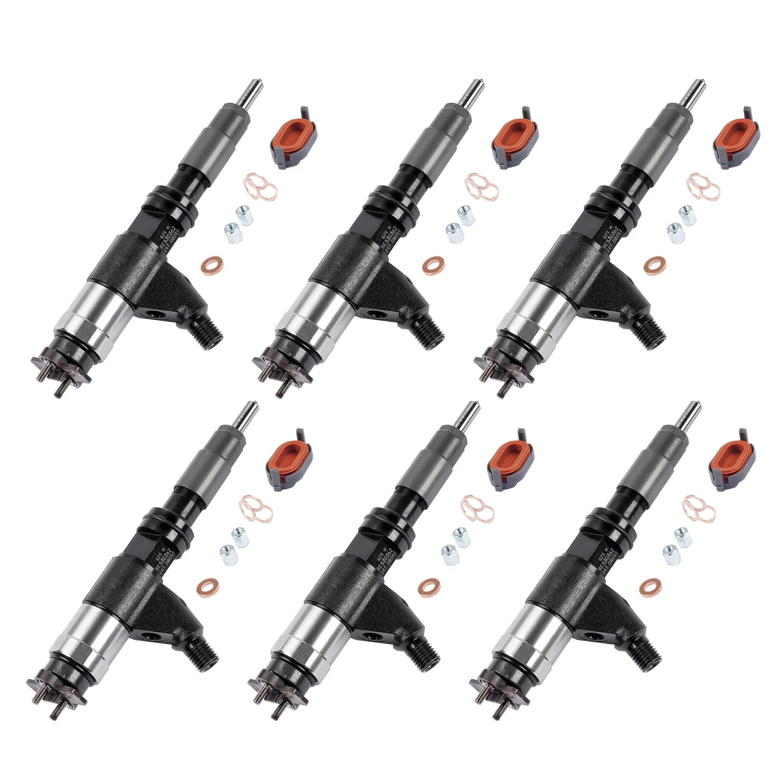 6Pack Common Rail Injectors for John Deere 4045T 6068T (RE531209 DZ100212)