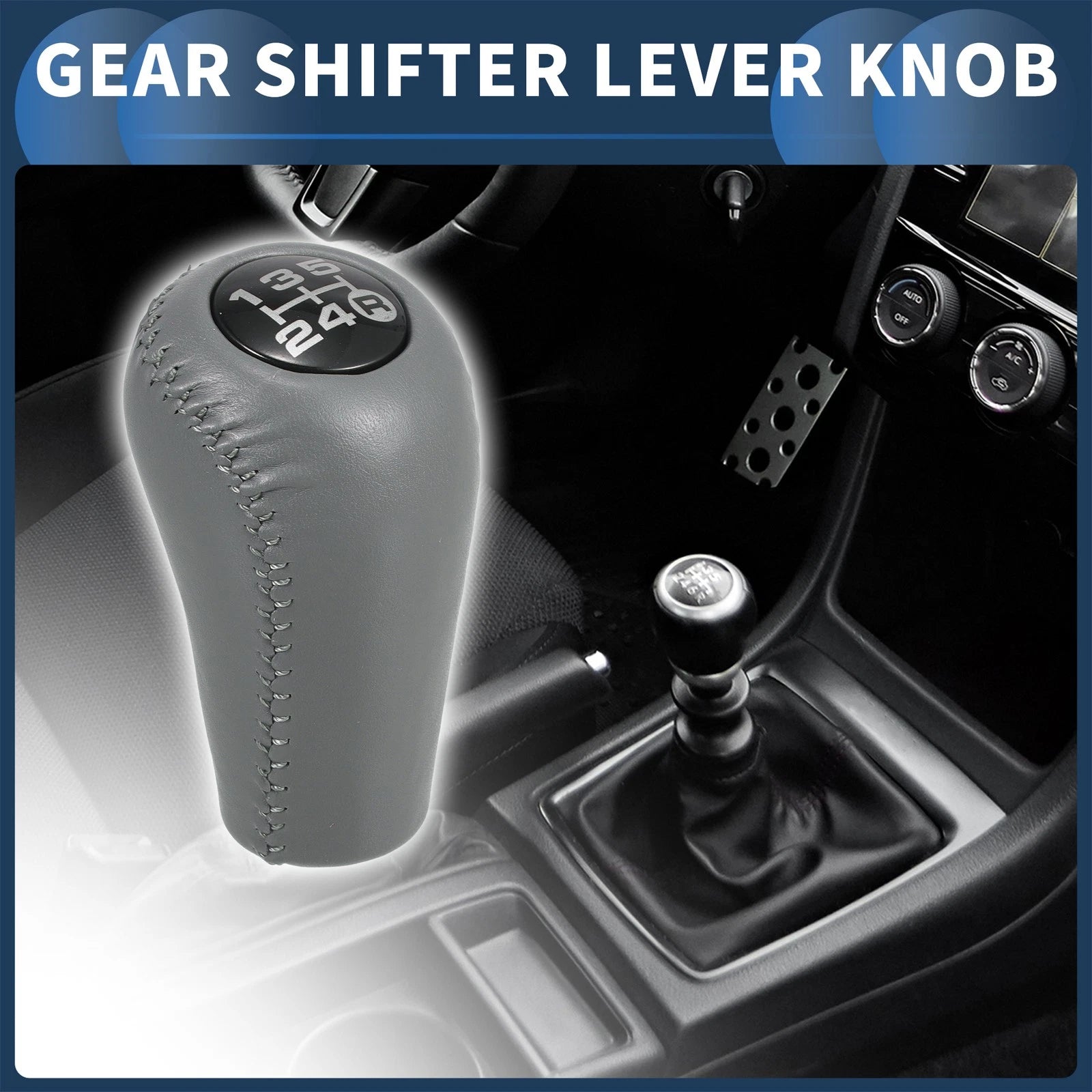 5 Speed Manual Gear Shifter Knob for Toyota 4Runner (1993–2001) Faux Leather Gray