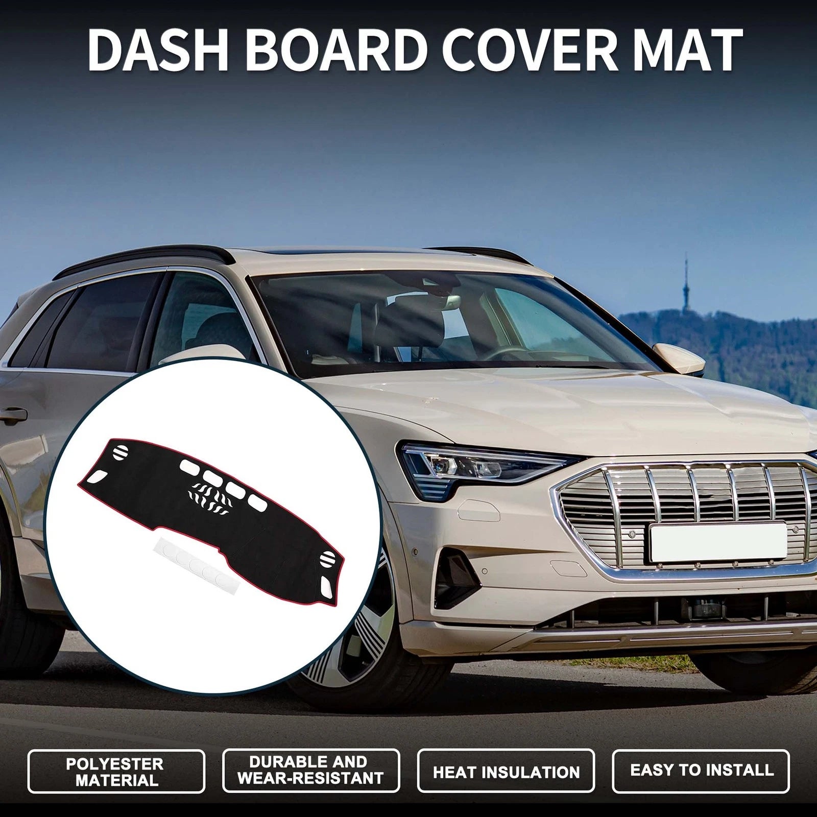 Dashboard Cover Mat for Audi A4 (2017–2020) Sun Protector Pad Black Red