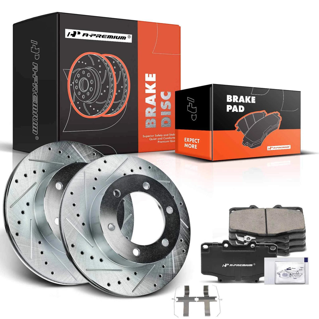 Drilled Brake Rotor and Pad Front for Toyota 4Runner Tacoma (1996-2002)