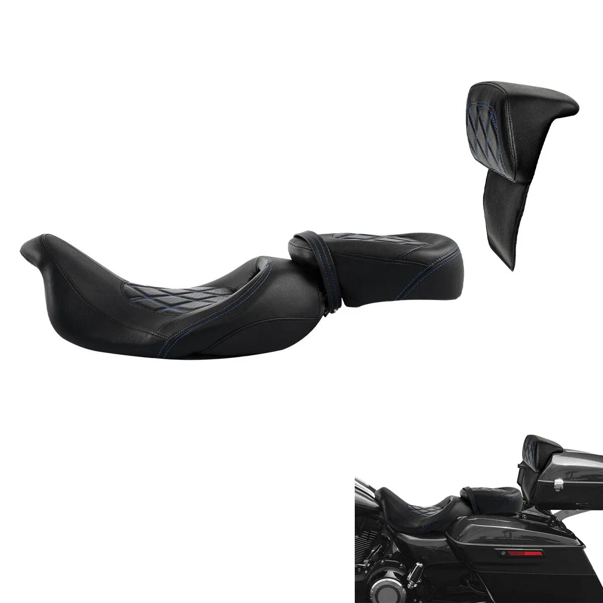 Driver & Passenger Seats Backrest Pad for Harley CVO Road Glide (2014-2023)