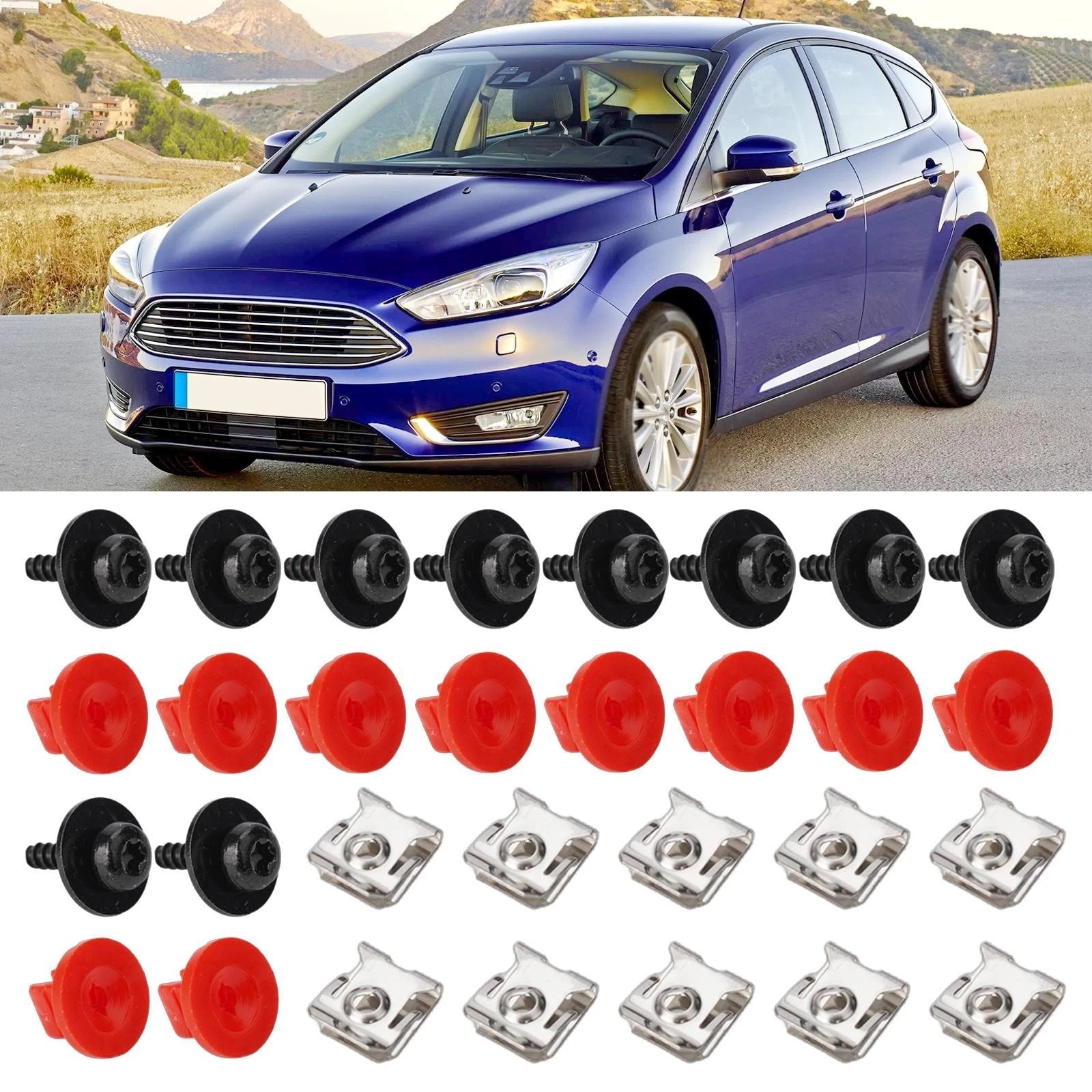 10x Engine Undertray Cover Screw Bolt Nut Clamp Kit for Ford