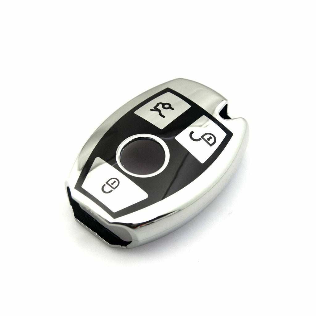 Full Protection Silver Keyless Cover Case for Mercedes-Benz (2007-2014)