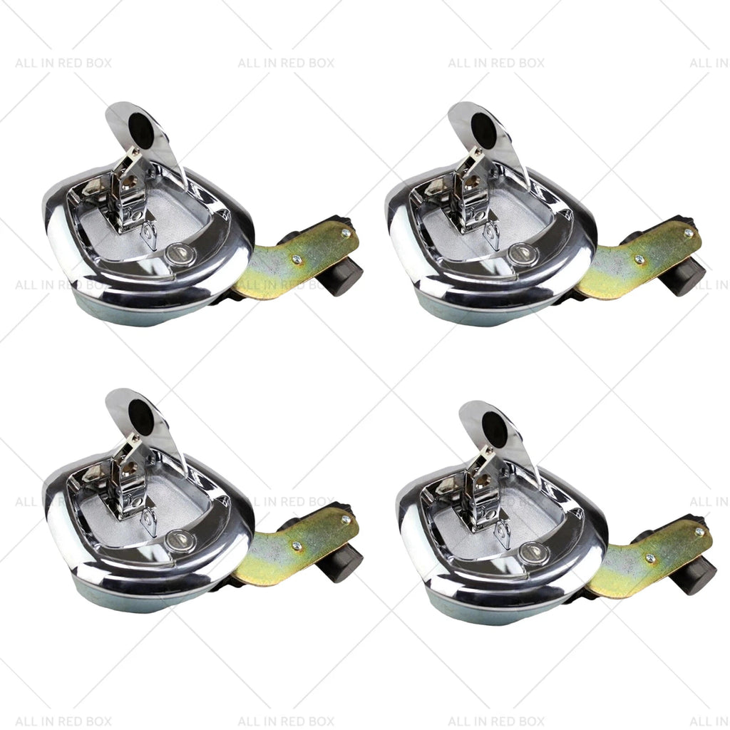 Set of 4 Chrome Power Operated Recessed Folding T-Lock Handles for Toolbox