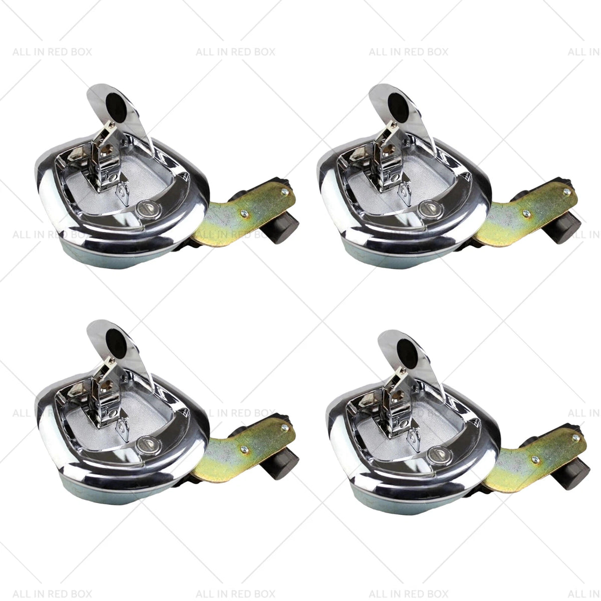 Set of 4 Chrome Power Operated Recessed Folding T-Lock Handles for Toolbox