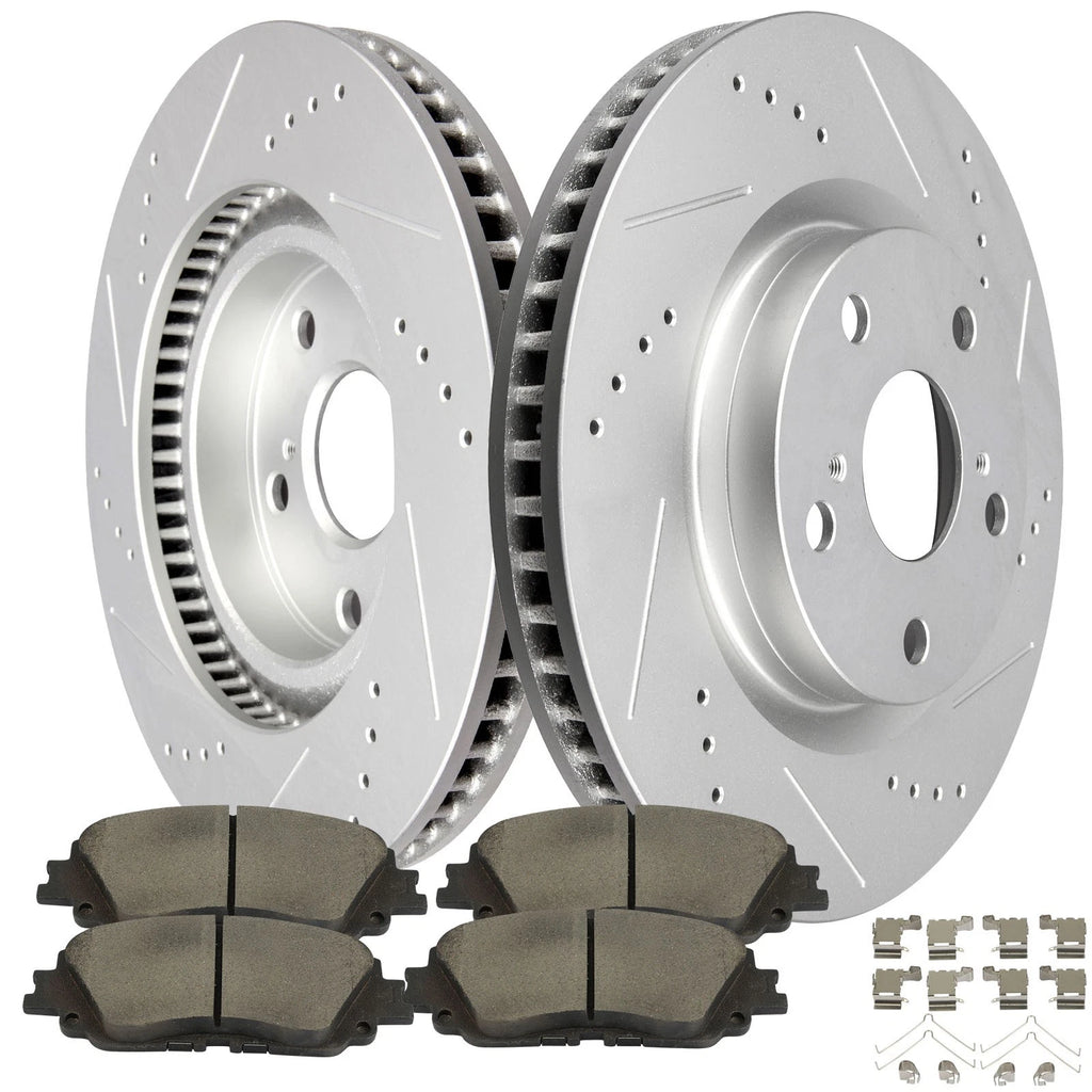 Front Brake Pad & Drilled Slotted Rotor Kit for Toyota Venza (2021–2022)