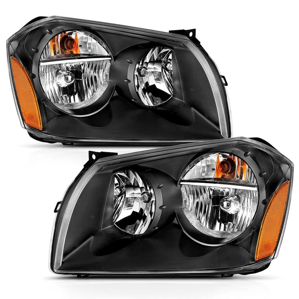 Black Clear Lens Crystal Headlight Set for 2005-2007 Dodge Magnum