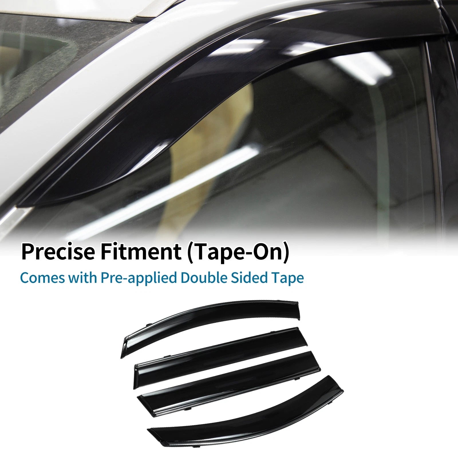 Set of 4 Window Deflectors for Hyundai Santa Fe (2019) - Black Vent Visors