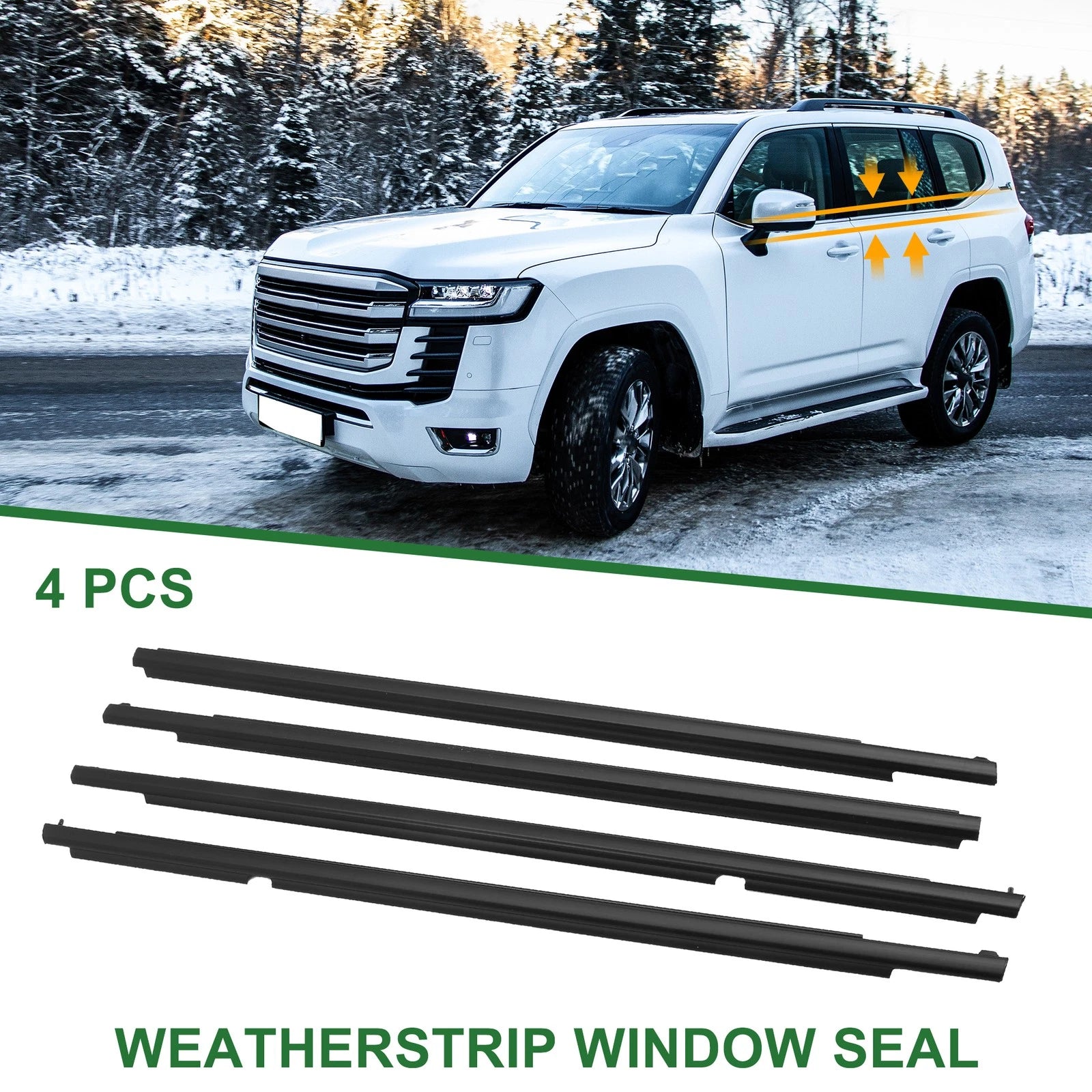 4pcs Weatherstrip Window Seal No. 7572060070 for Toyota Land Cruiser (2008–2015)