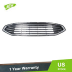 Front Upper Grille for Ford Fusion (2017–2018) Black Chrome Plastic Mesh