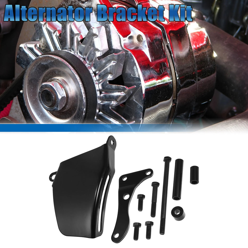 Polished Long Water Pump Alternator Bracket Kit for Chevy SBC 305 350 (1969–1995)