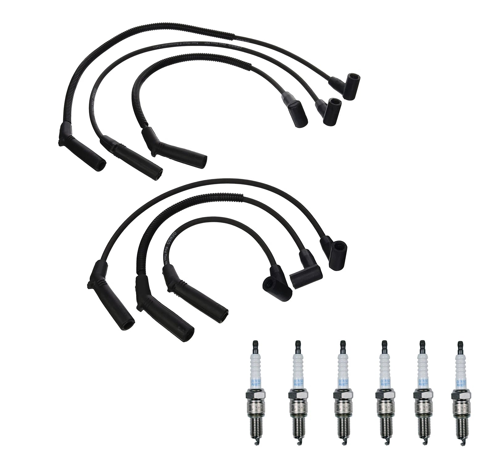 Denso 7mm Wire Set & 6 Platinum TT Spark Plugs Kit for V6 (3.0–3.8)