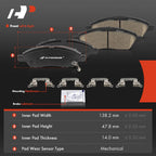 Set of 4 Front Ceramic Brake Pads for Nissan Versa Micra (2012–2019)