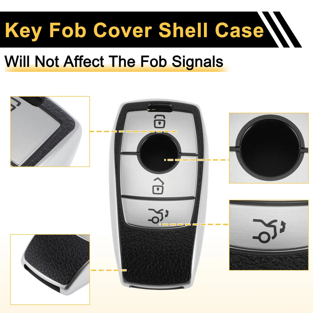 Silver Tone Key Case for Mercedes-Benz A-Class W177 (2017–2021) - 3 Buttons