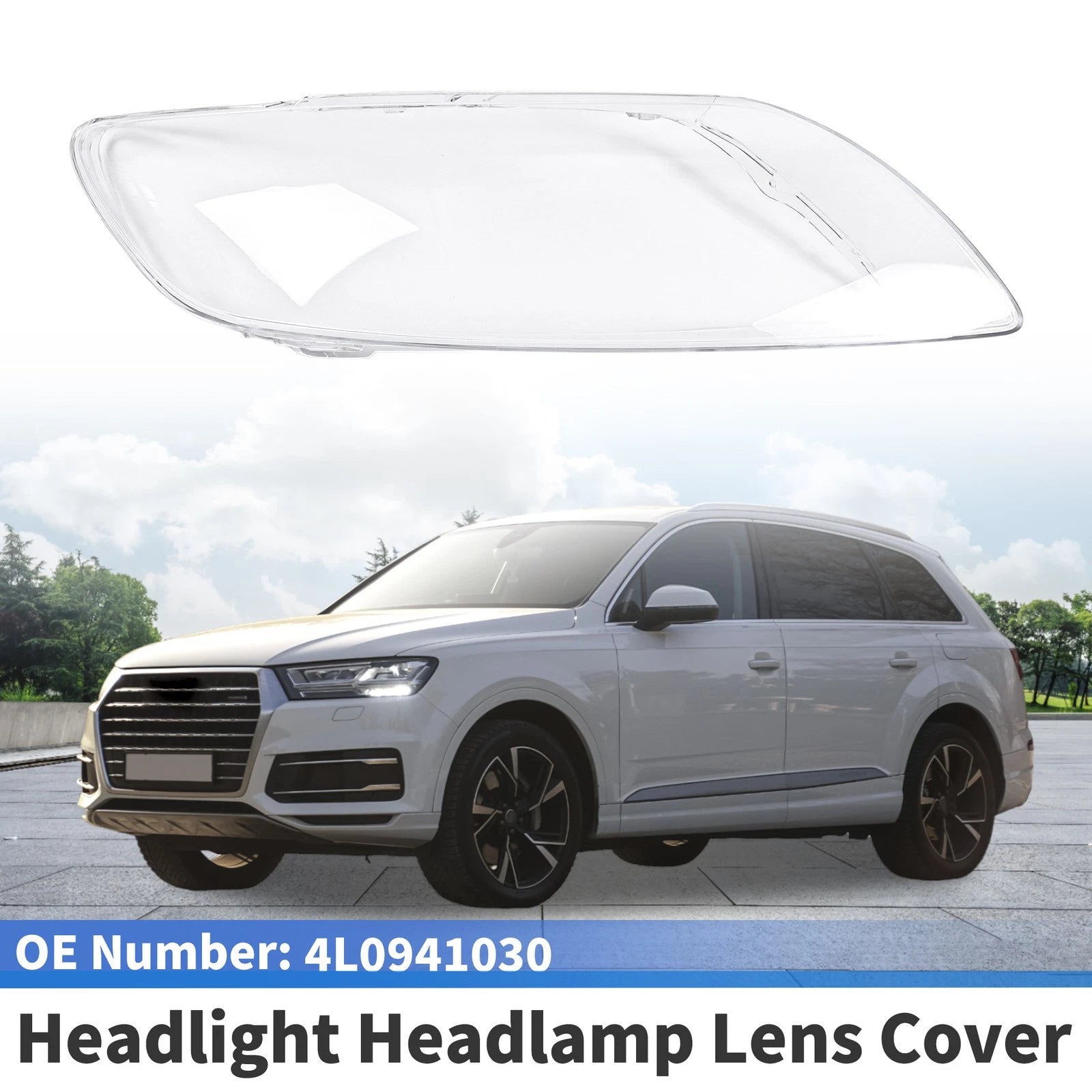 1 Pc Headlight Lens Cover for Audi Q7 (2006–2015) No. 4L0941030 Clear