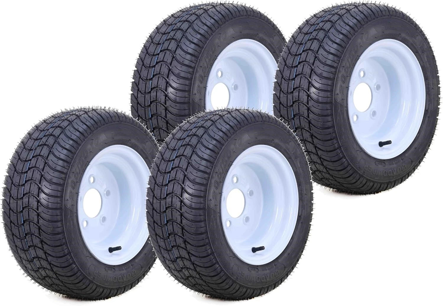 Set of 4 LIBRA 205/50-10 4-Ply Golf Cart Tire Rims 5 Lugs 4.5" White - 14002