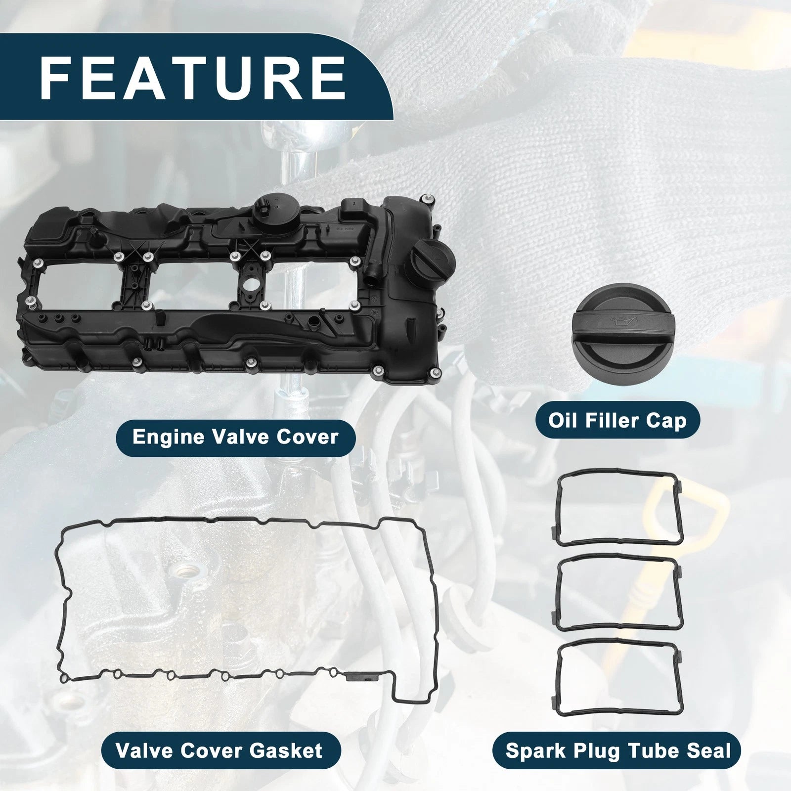 Front Engine Valve Cover with Gasket No. 11127570292 for BMW 135is (2013)