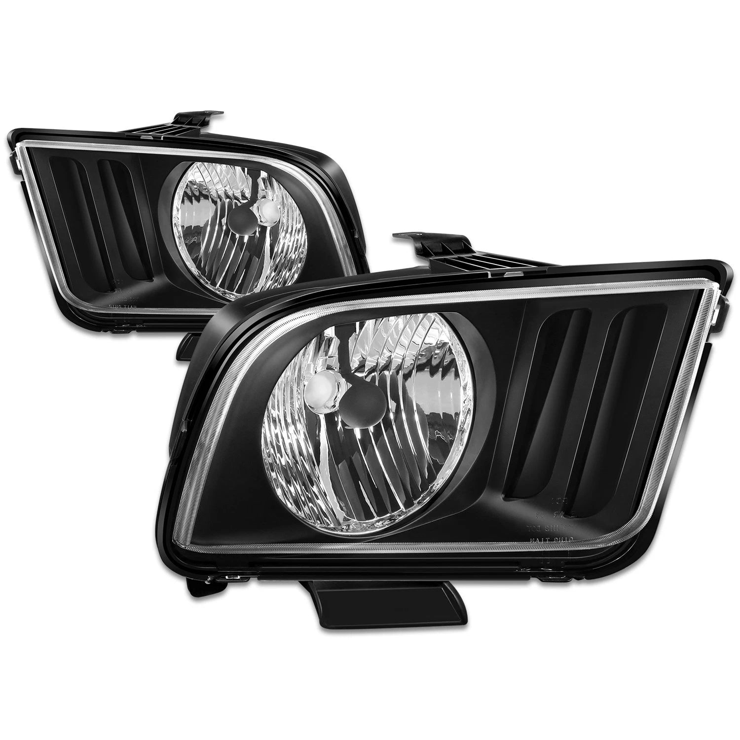 Pair Black Housing Clear Corner Headlights for Ford Mustang S197 (2005–2009)