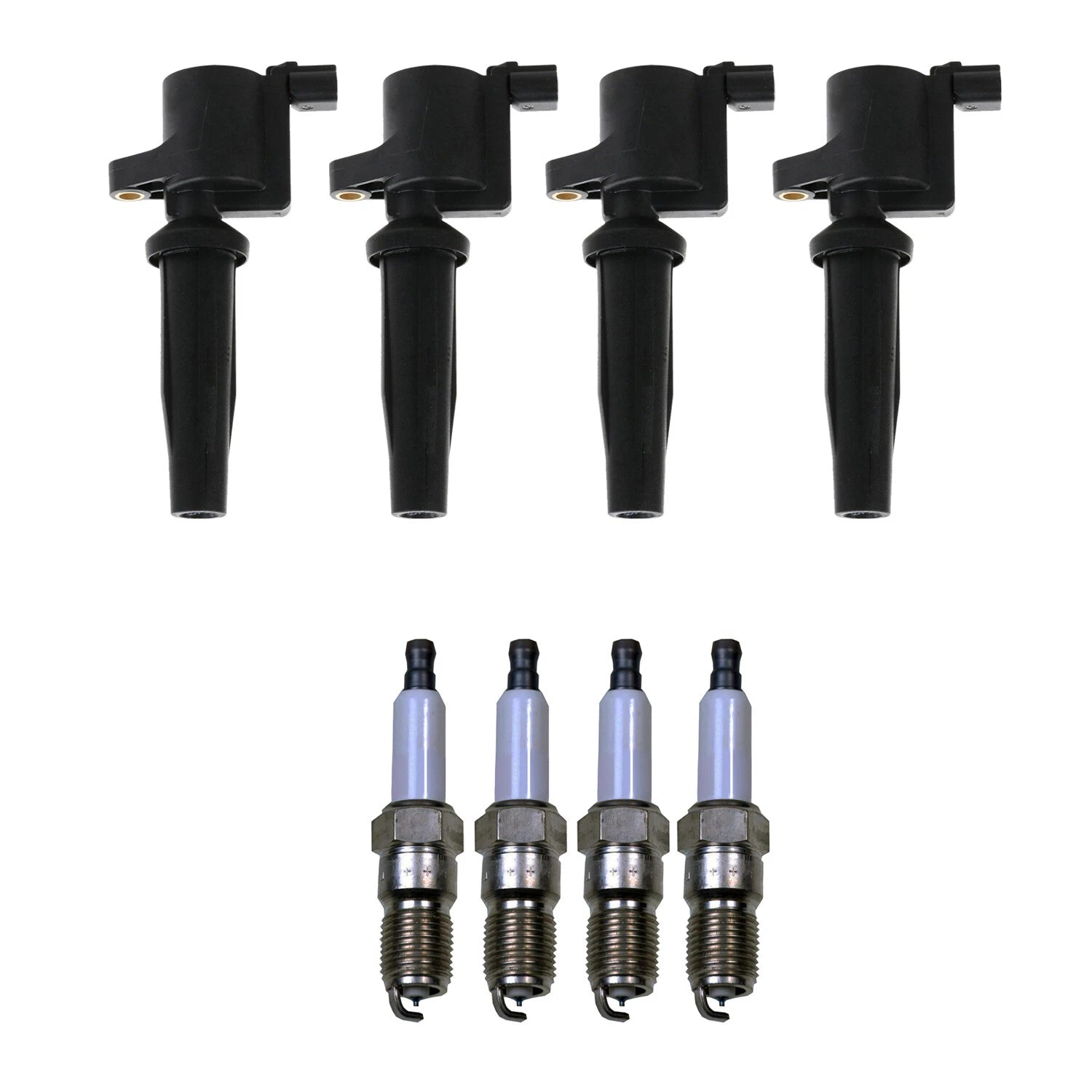 Set of 4 Ignition Coils & Spark Plugs for Ford Focus 2.0 L4 (2000–2011)