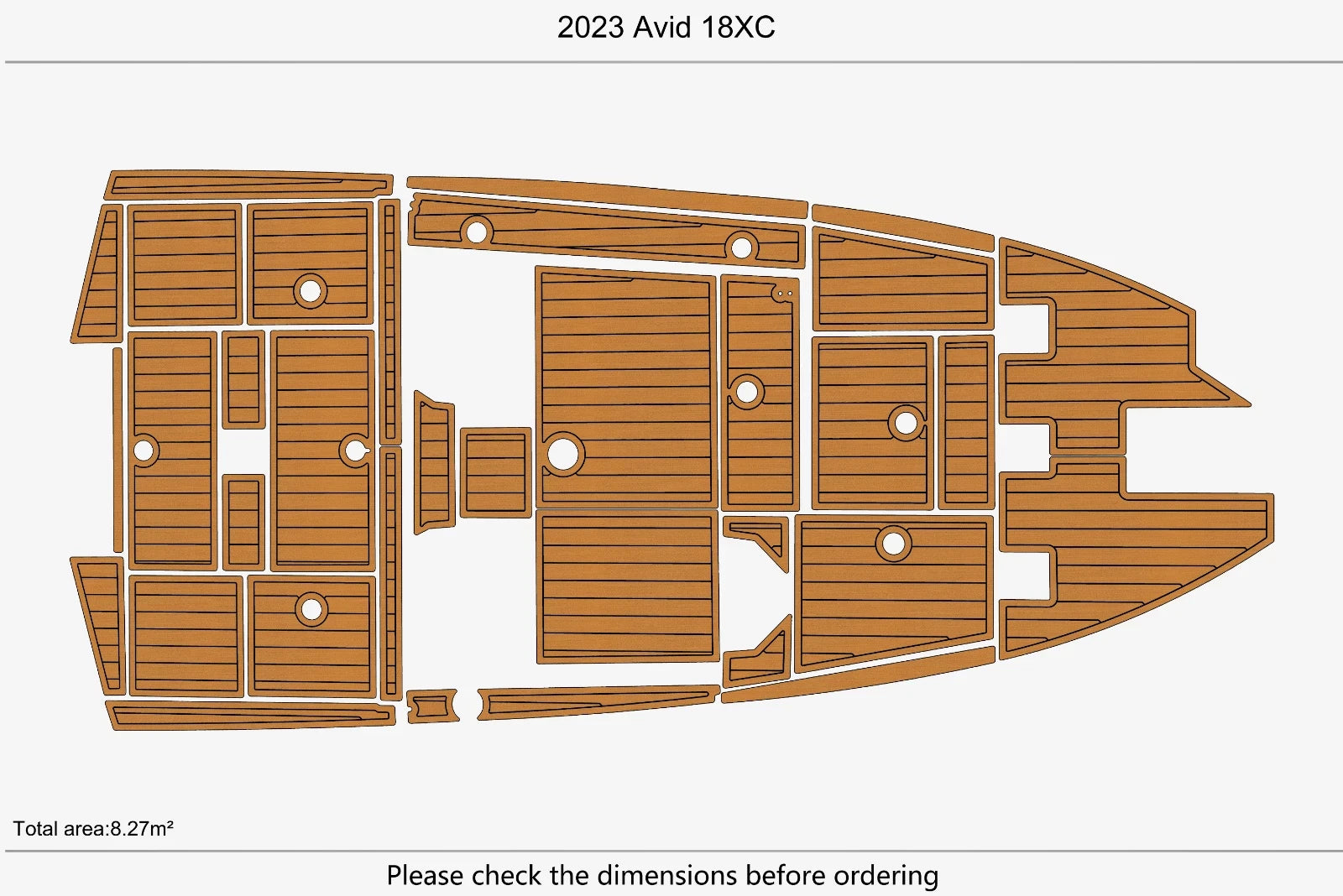 EVA Foam Faux Teak Deck Floor Mat for Avid 18XC (2023)