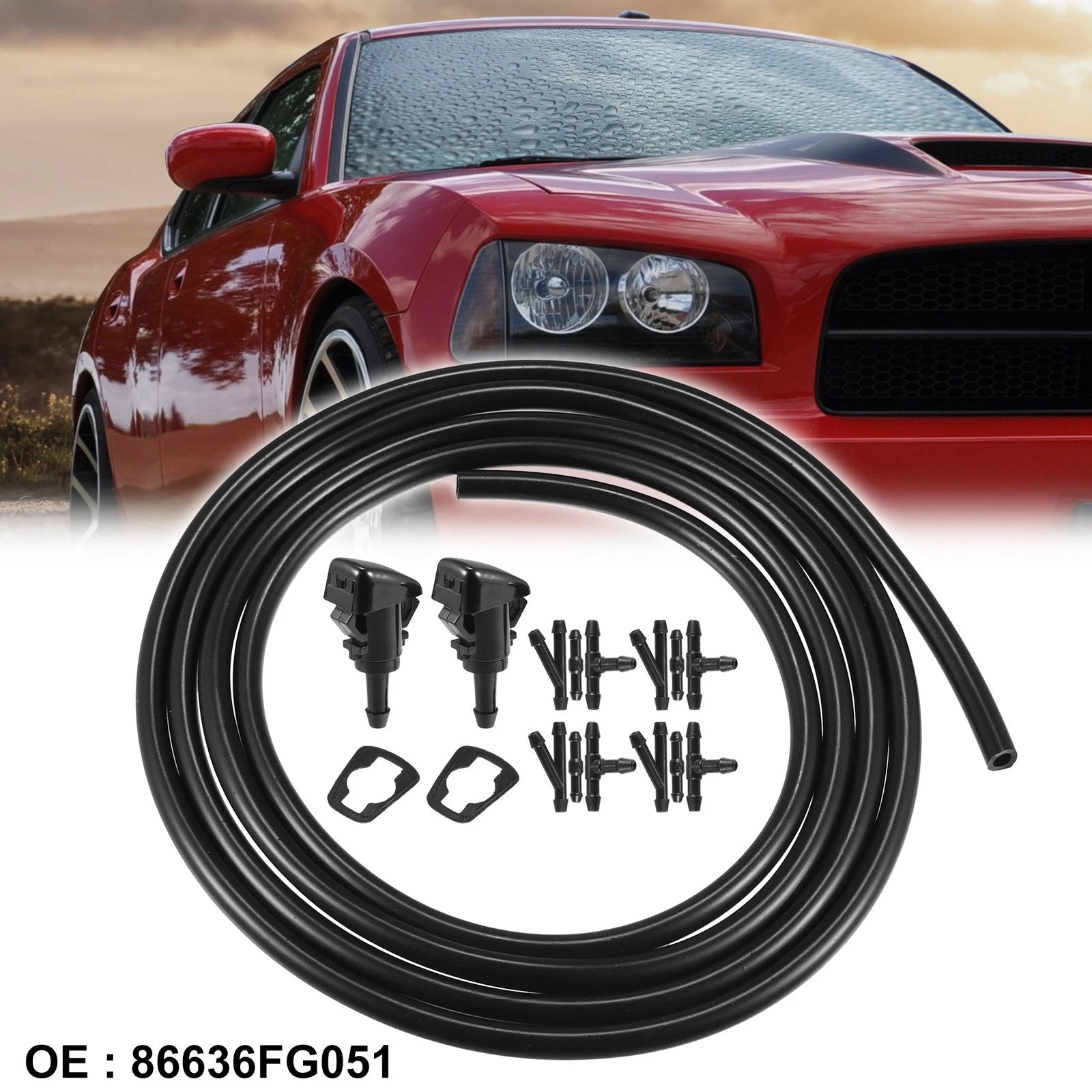 2X Windshield Washer Nozzle Hose Kit for Subaru Impreza (86636FG051)