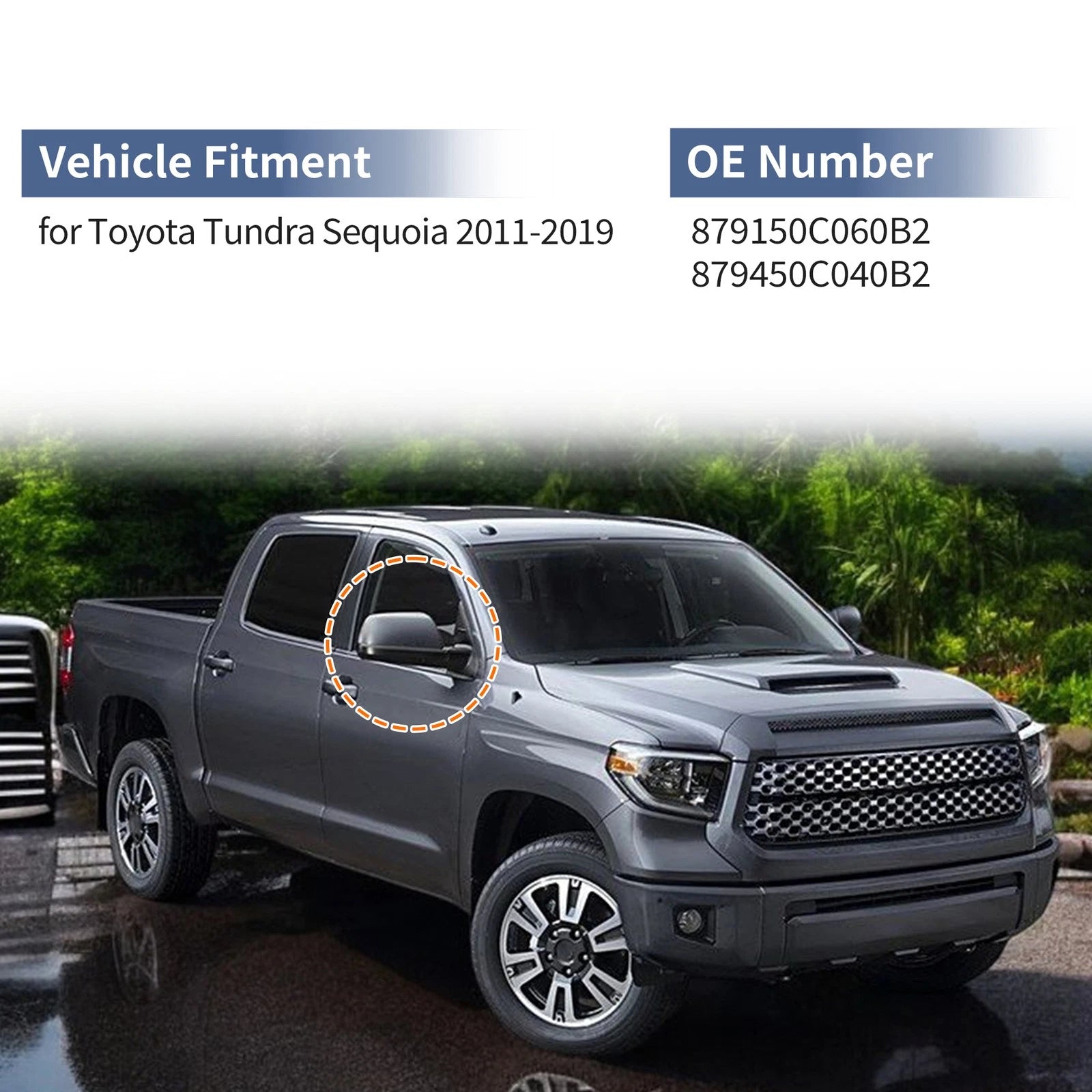 Mirror Cover Cap Set for Toyota Tundra Sequoia (2007–2021) - Silver Tone