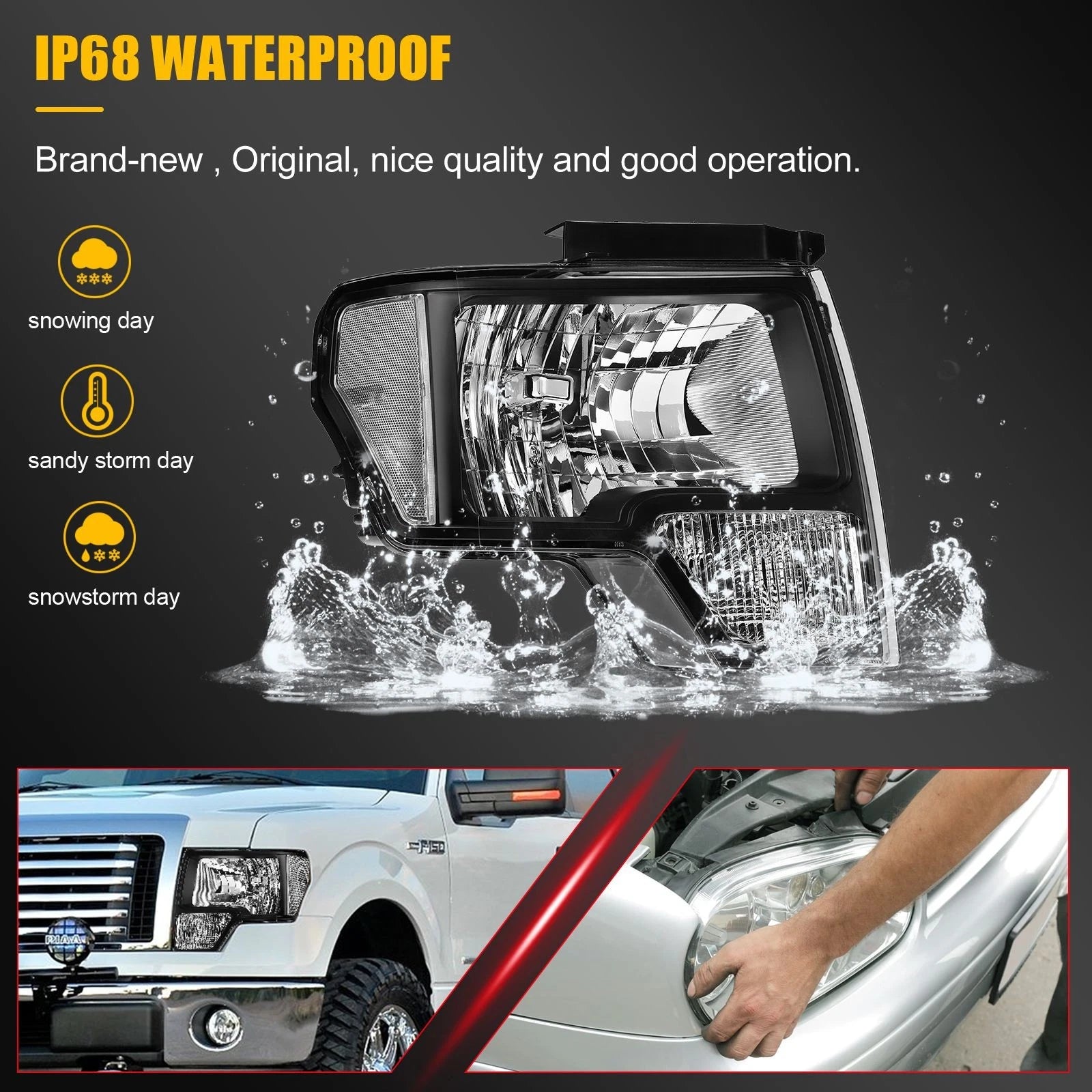 Headlight Assembly for Ford F-150 (2009–2014) Front Pair
