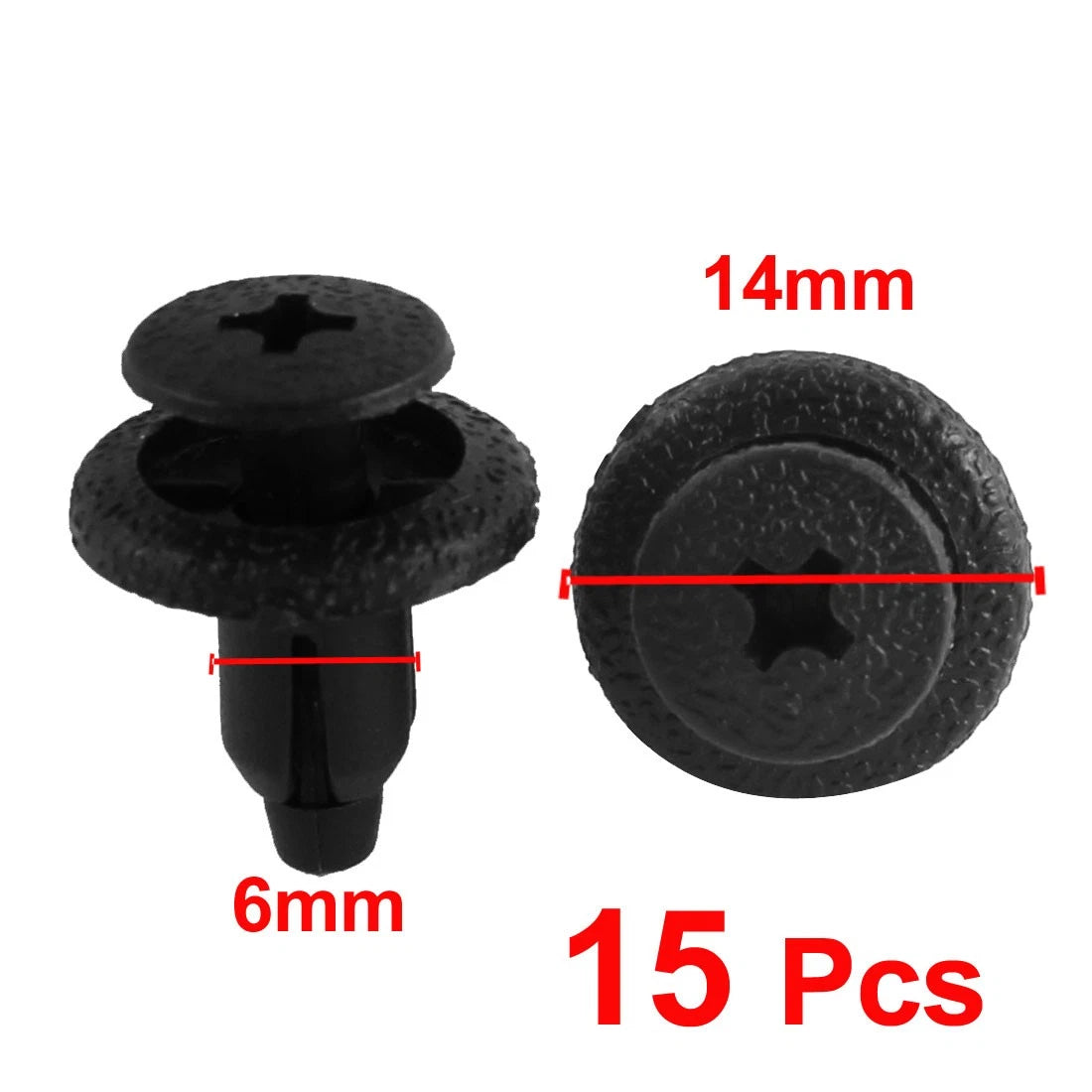 Set of 15 Push Type Plastic Rivet Trim Panel Fastener Clips for Toyota (6mm)