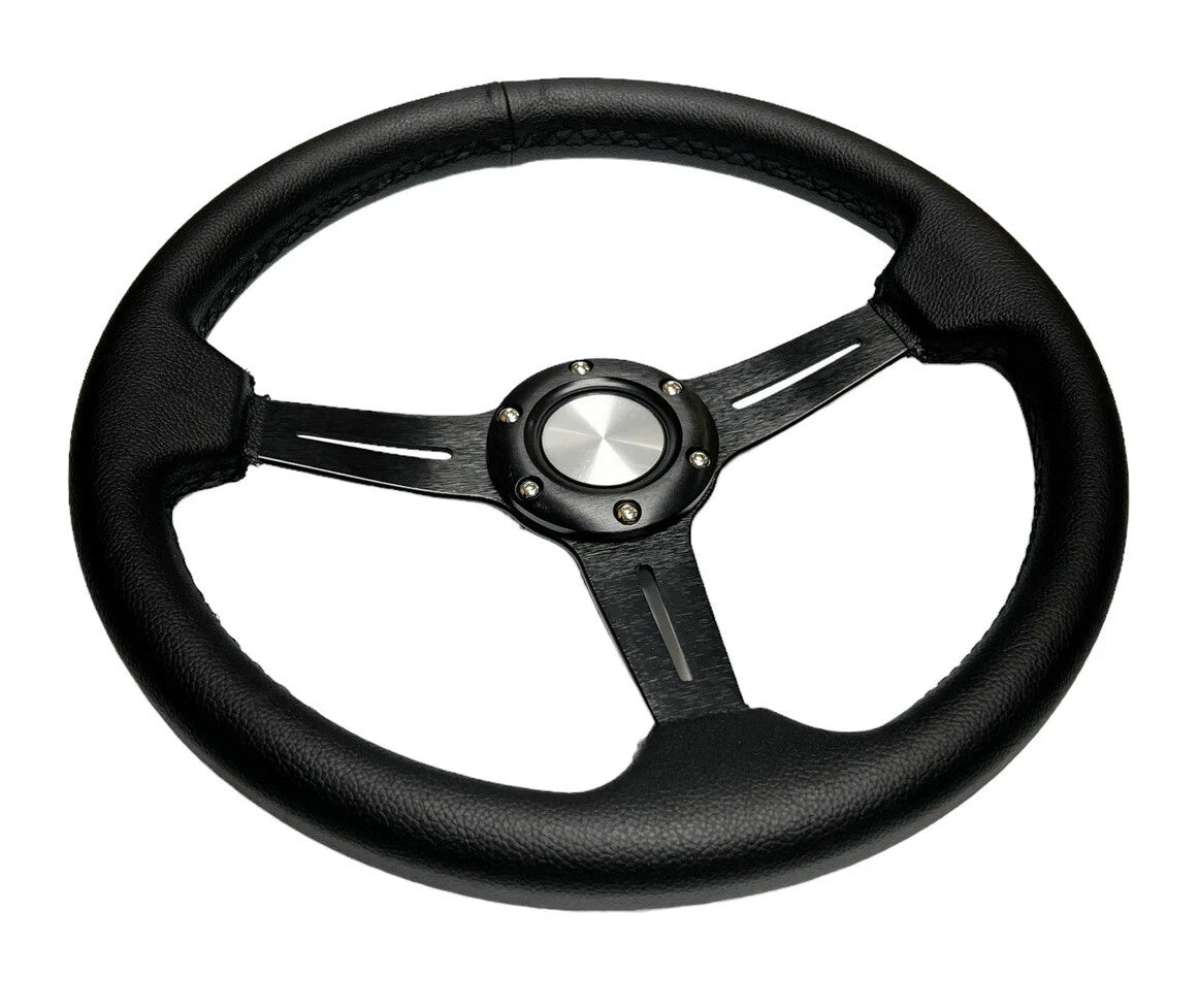 Steering Wheel with Leather Grip Brushed Black 6-Hole for Jeep Wrangler (2007–2018)