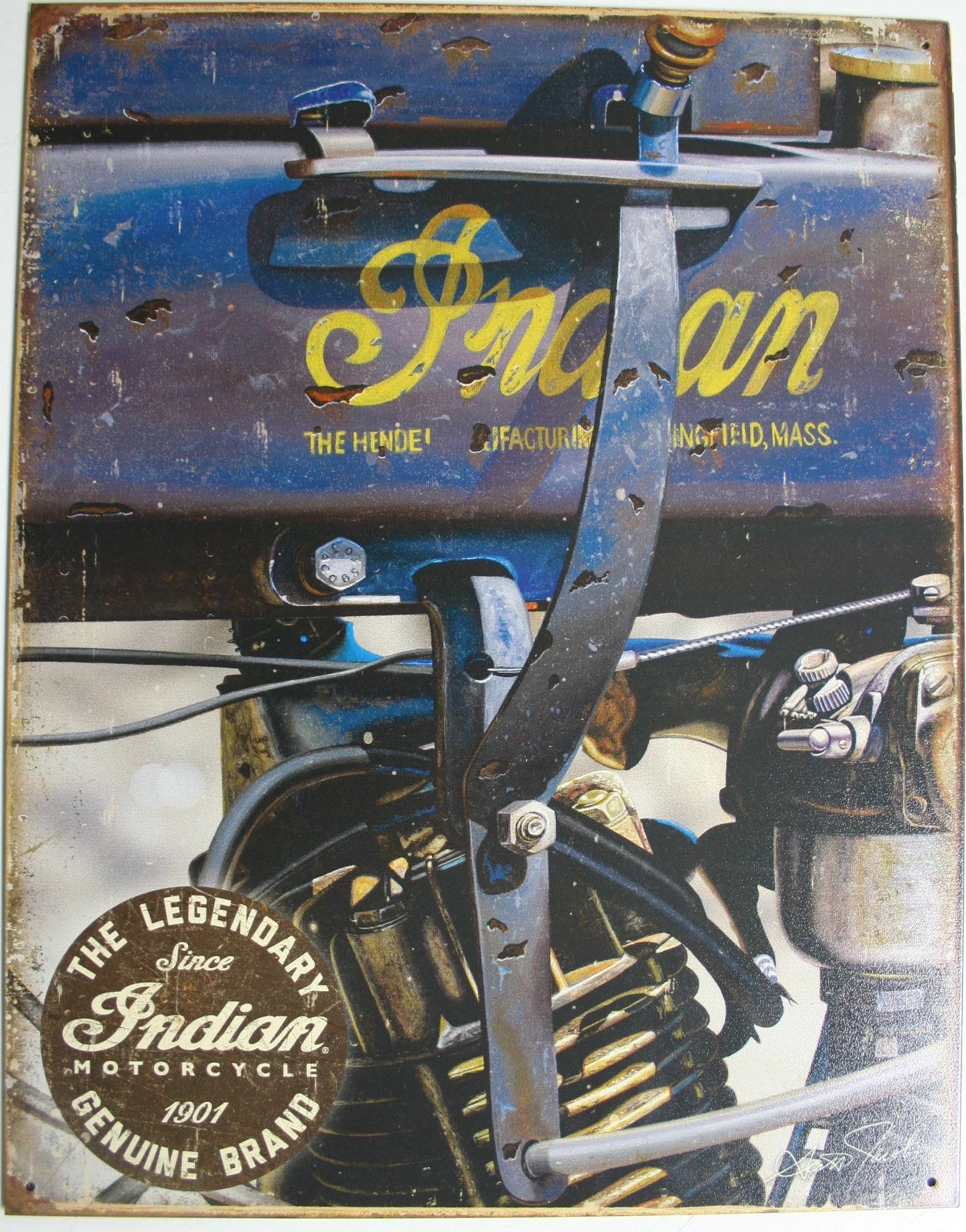 Vintage Replica Tin Metal Sign for Indian Motorcycle (1914–2010)