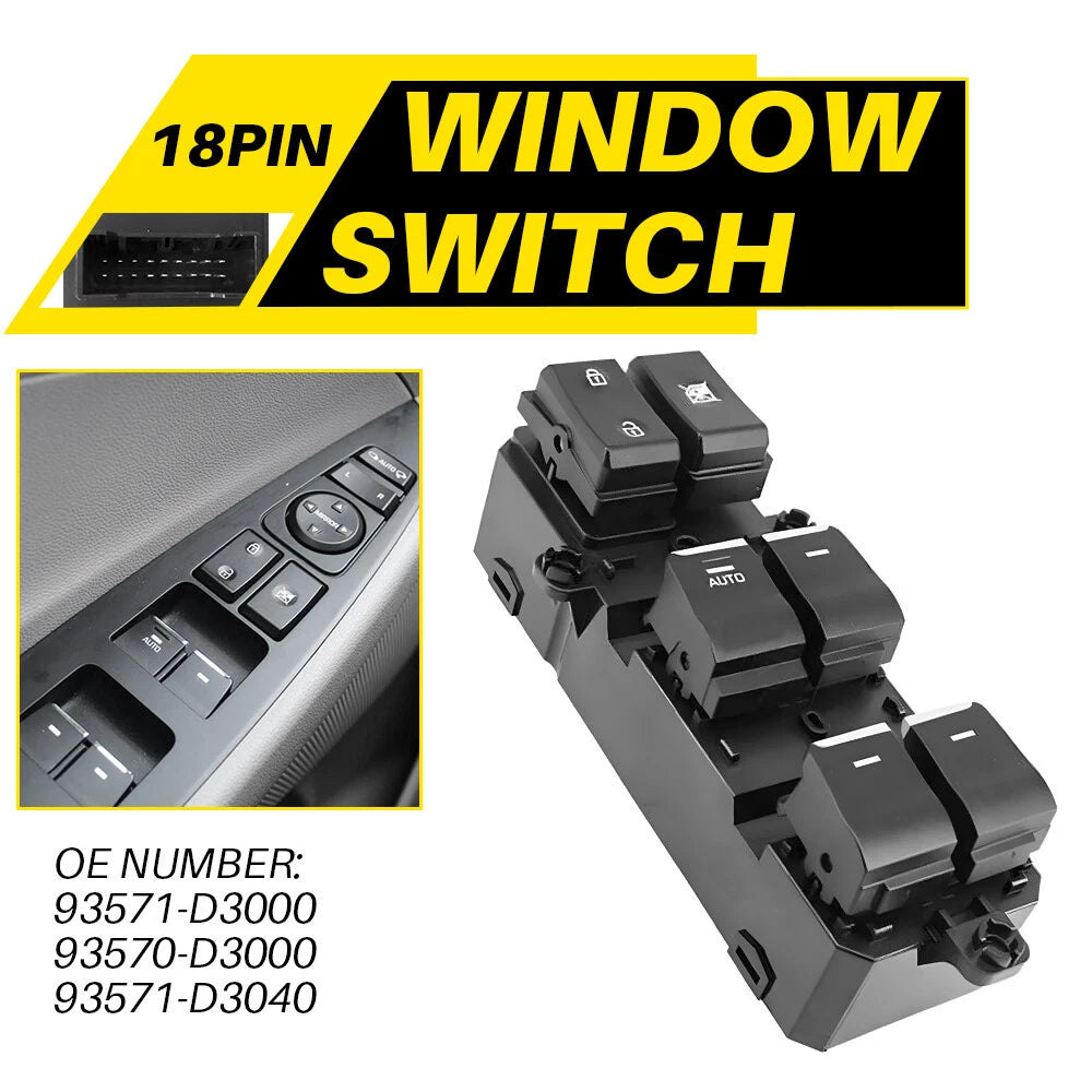 Driver Left Door Master Power Window Switch for Hyundai Tucson (2016–2018)