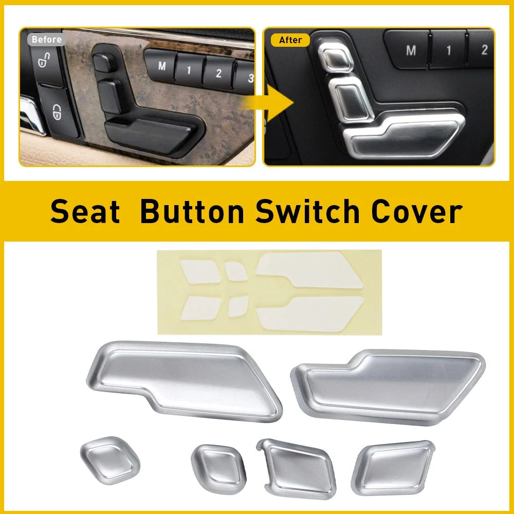 6X Door Seat Adjust Button Switch Cover for Mercedes-Benz C300 E350 (2010–2014)