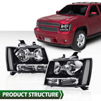 Headlights for Chevy Tahoe Suburban Avalanche (2007–2014) Clear/Black