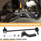 8pcs Front Outer Tie Rod End Links ES800025 for Mazda 3 (2004–2009)