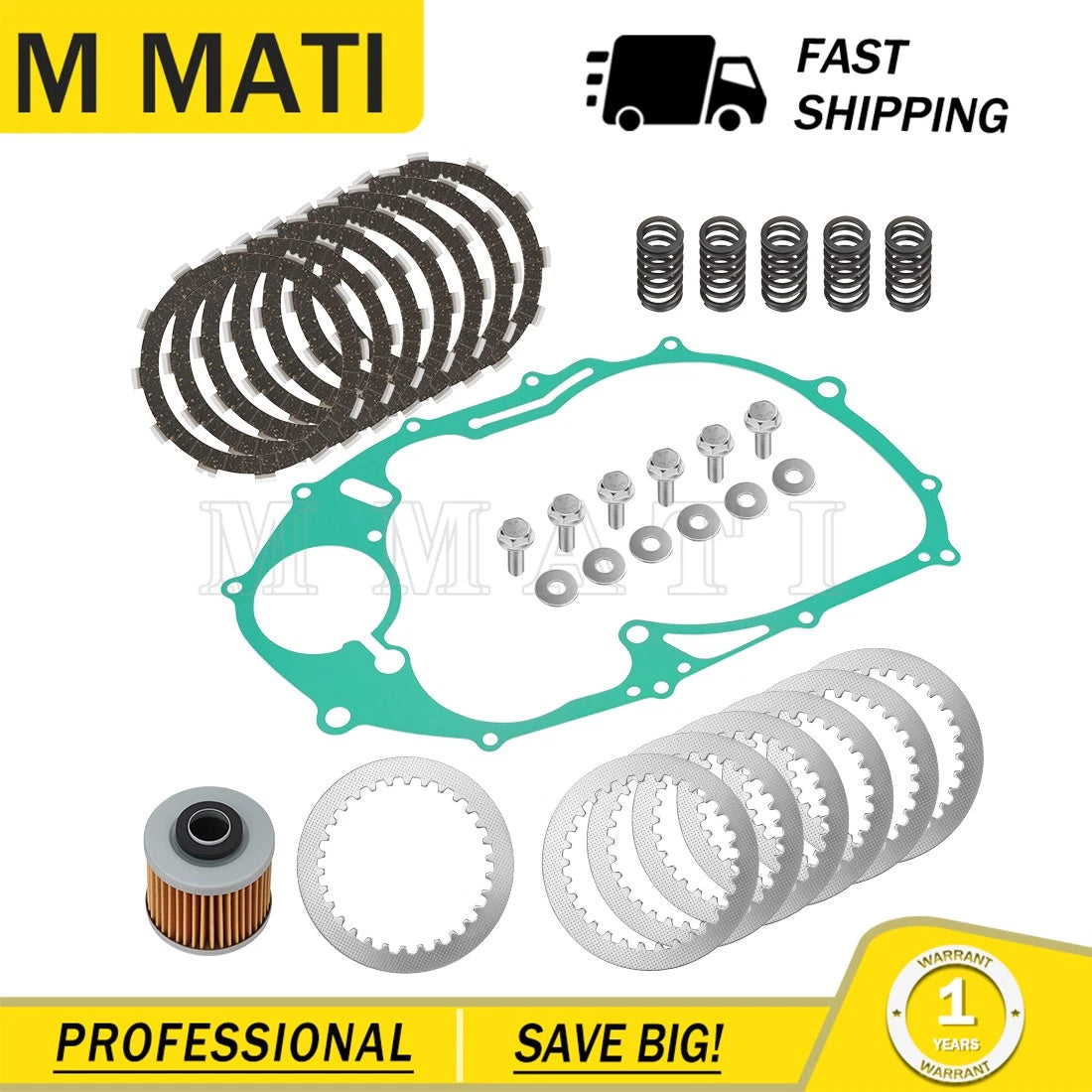 Clutch Friction Plates Kit for Yamaha V Star 650 (1998–2016)