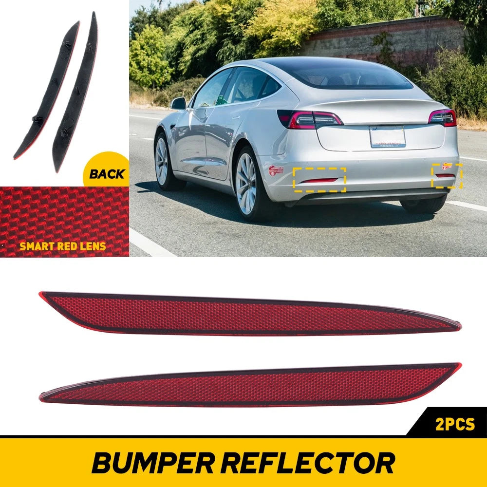 Pair of Rear Bumper Reflector Lights for Tesla Model 3 (2017–2023)