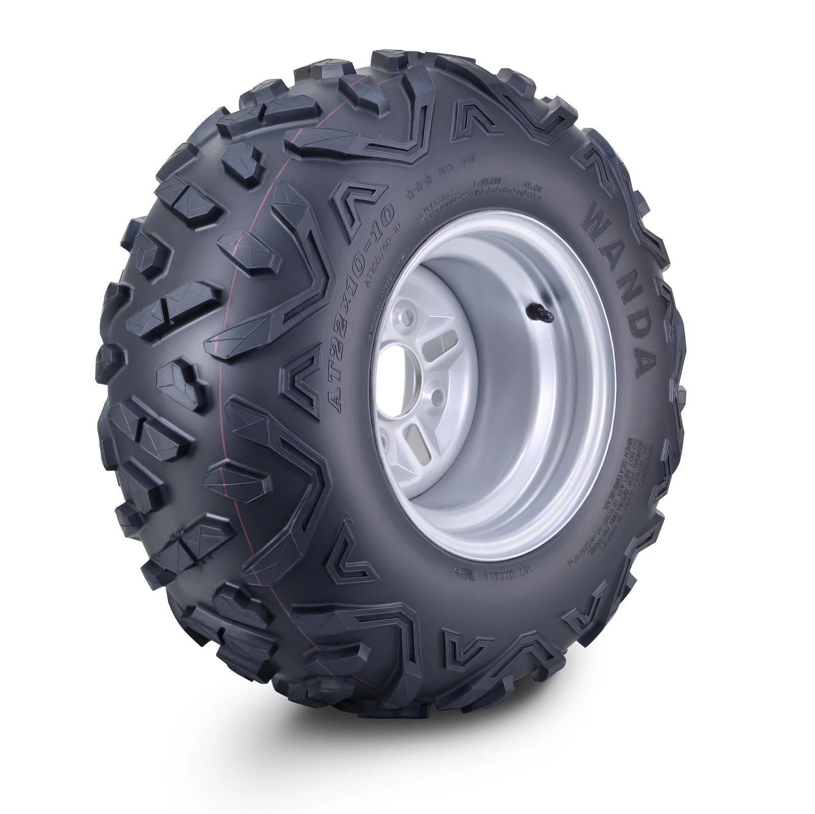 WANDA ATV Tire Wheel Assembly 22X10-10 4/110mm PCD Silver Wheel (10417)