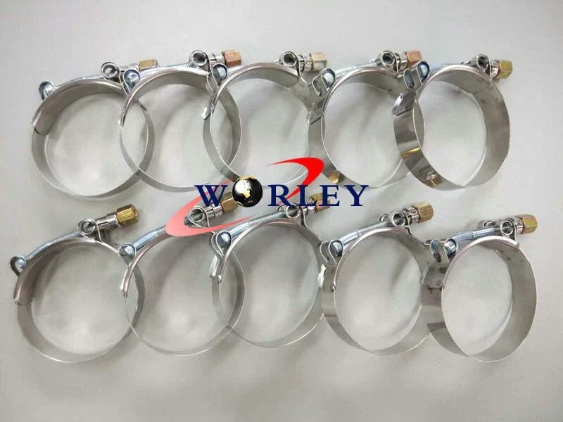 10 x 2.5" Turbo Pipe Hose Coupler T-Bolt Clamps for Universal