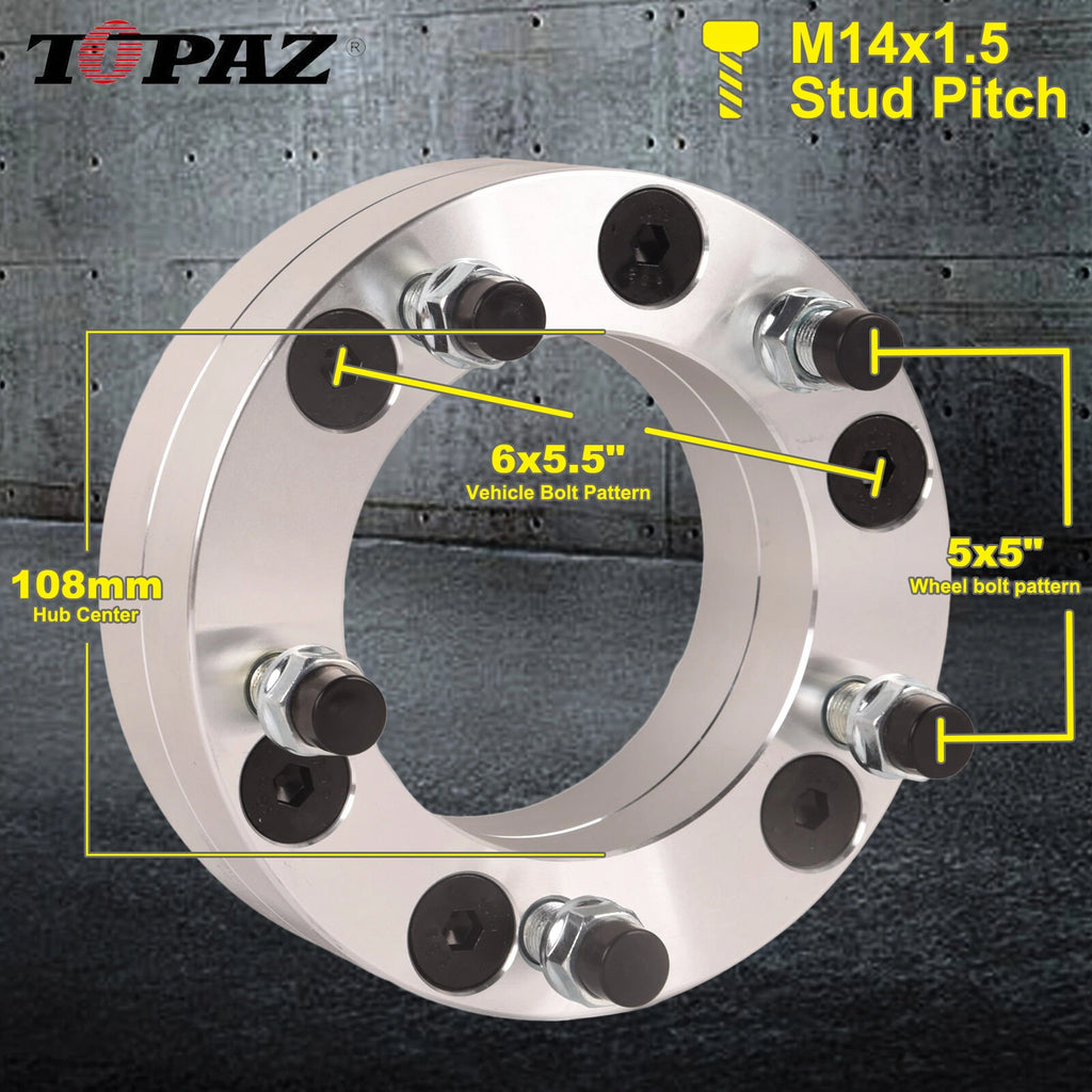 Set of 4 Wheel Adapters 6x5.5 to 5x5.5 for Chevy GMC Ram