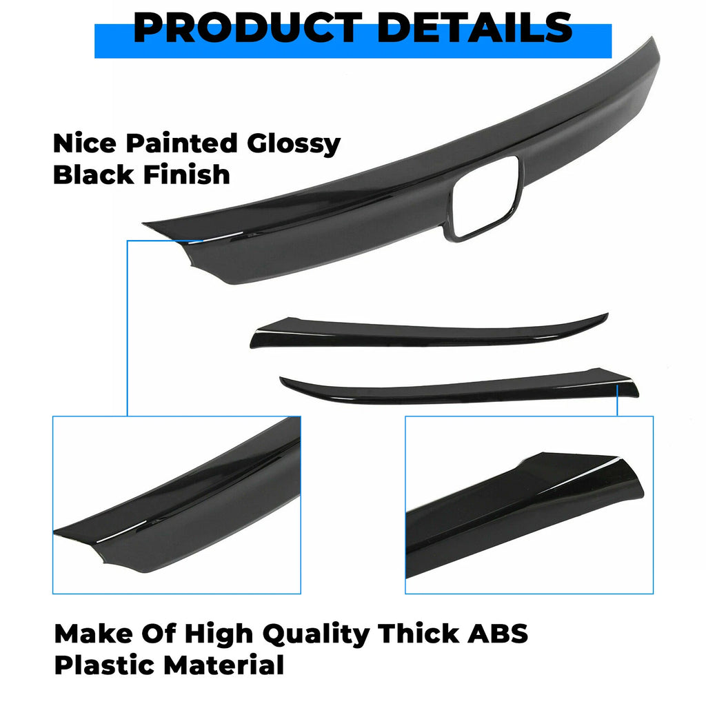 Glossy Black Lip Front Grille Cover Trim for Honda Accord (2018–2020)