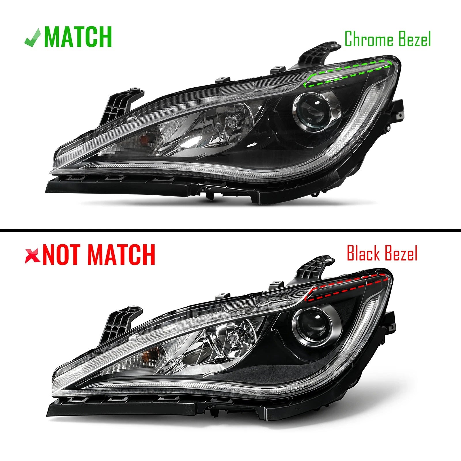 HID Headlight with LED DRL Chrome Trim for Chrysler Pacifica (2017–2020)