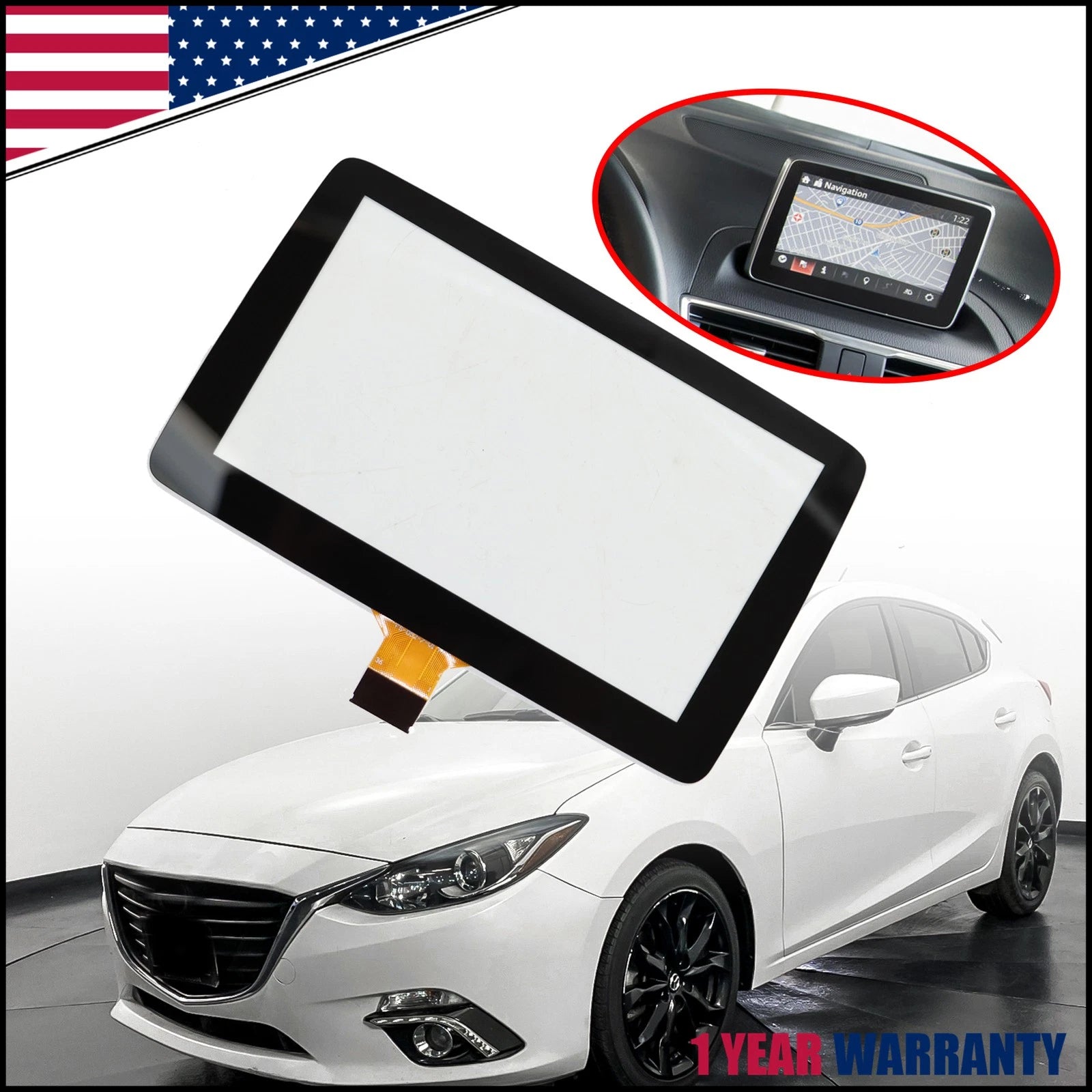 Touch Screen Glass Digitizer for Mazda 3 (2014–2016) 7" Radio Display