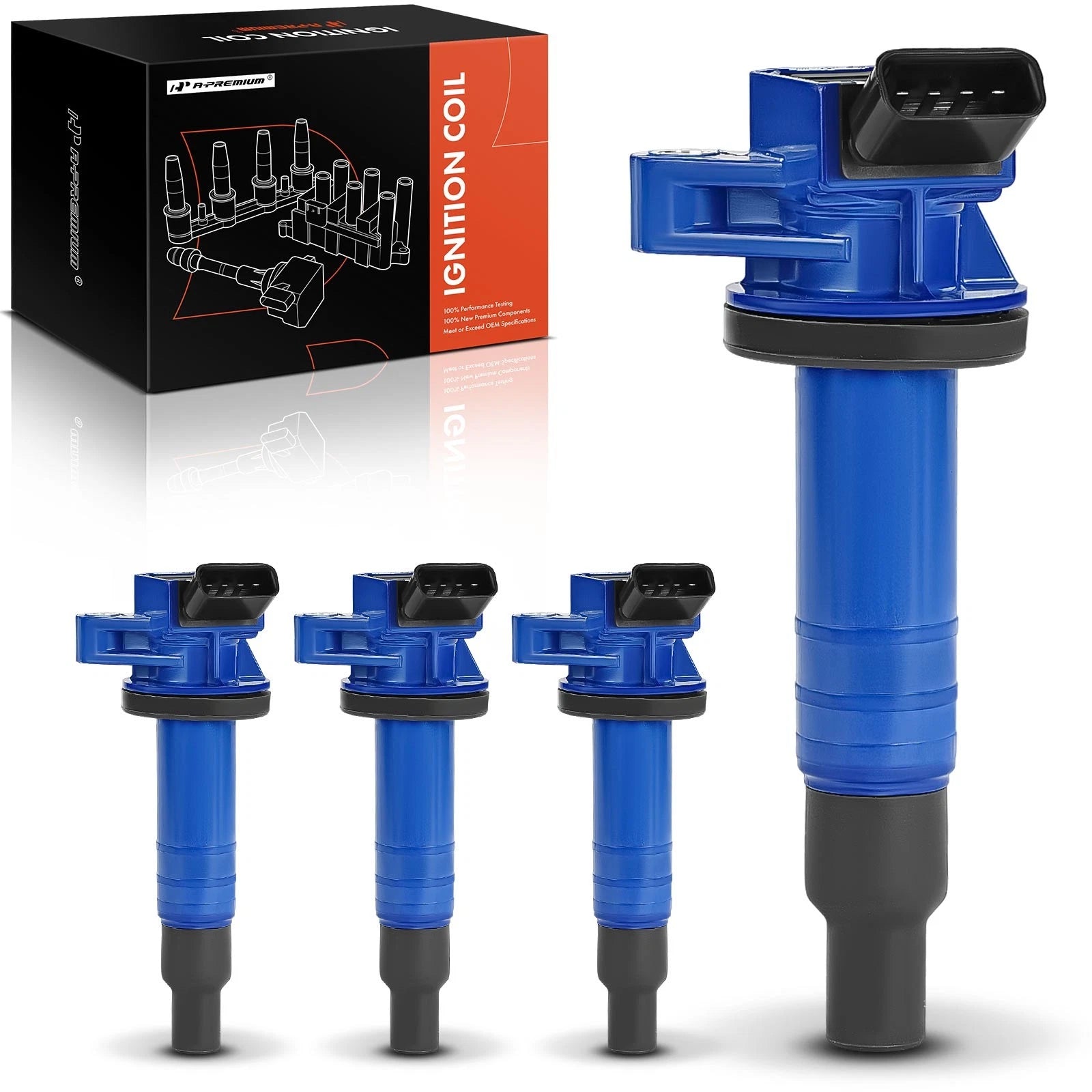 Set of 4 Blue Ignition Coils for Toyota Corolla (1999–2008)